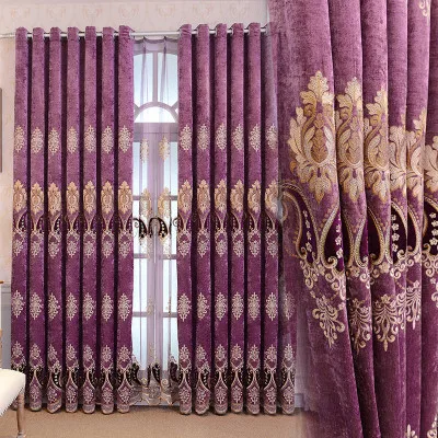 

European Chenille Pepper Water-soluble Embroidery Luxury Elegant Blackout Window Curtains for Living Dining Room Bedroom Villa