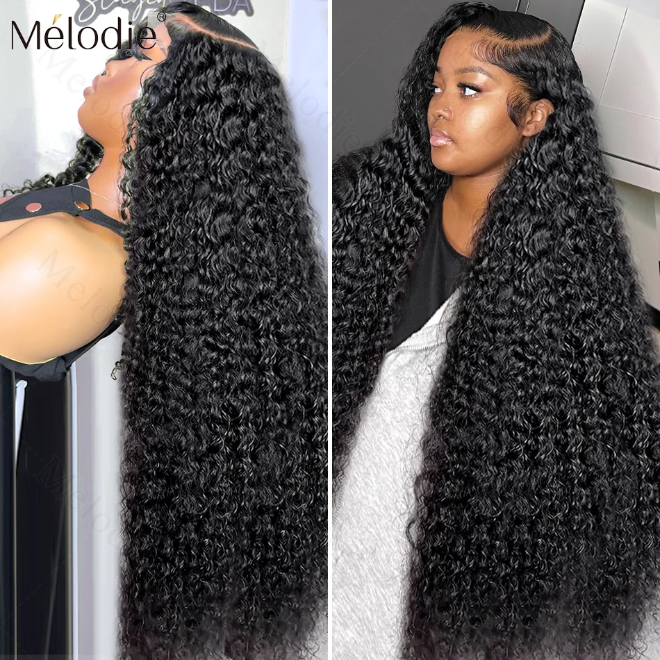 Melodie 220 Density Afro Curly Wigs Human Hair 13x6 HD Lace Frontal Loose Deep Water Wave Preplucked Brazilian For Women