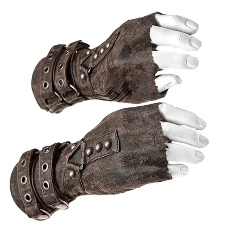 Steampunk Studded Zipper Wristband Gladiators Medieval Vintage Boxing Gloves Arm Guards Cosplay Costume Accessory