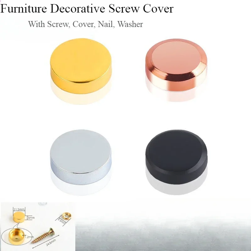 

4 Sets Brass Screw Decorative Mirror Plate Fixing Screw Cover Thickened Copper Glass Acrylic Fastener Advertising Billboard Nail