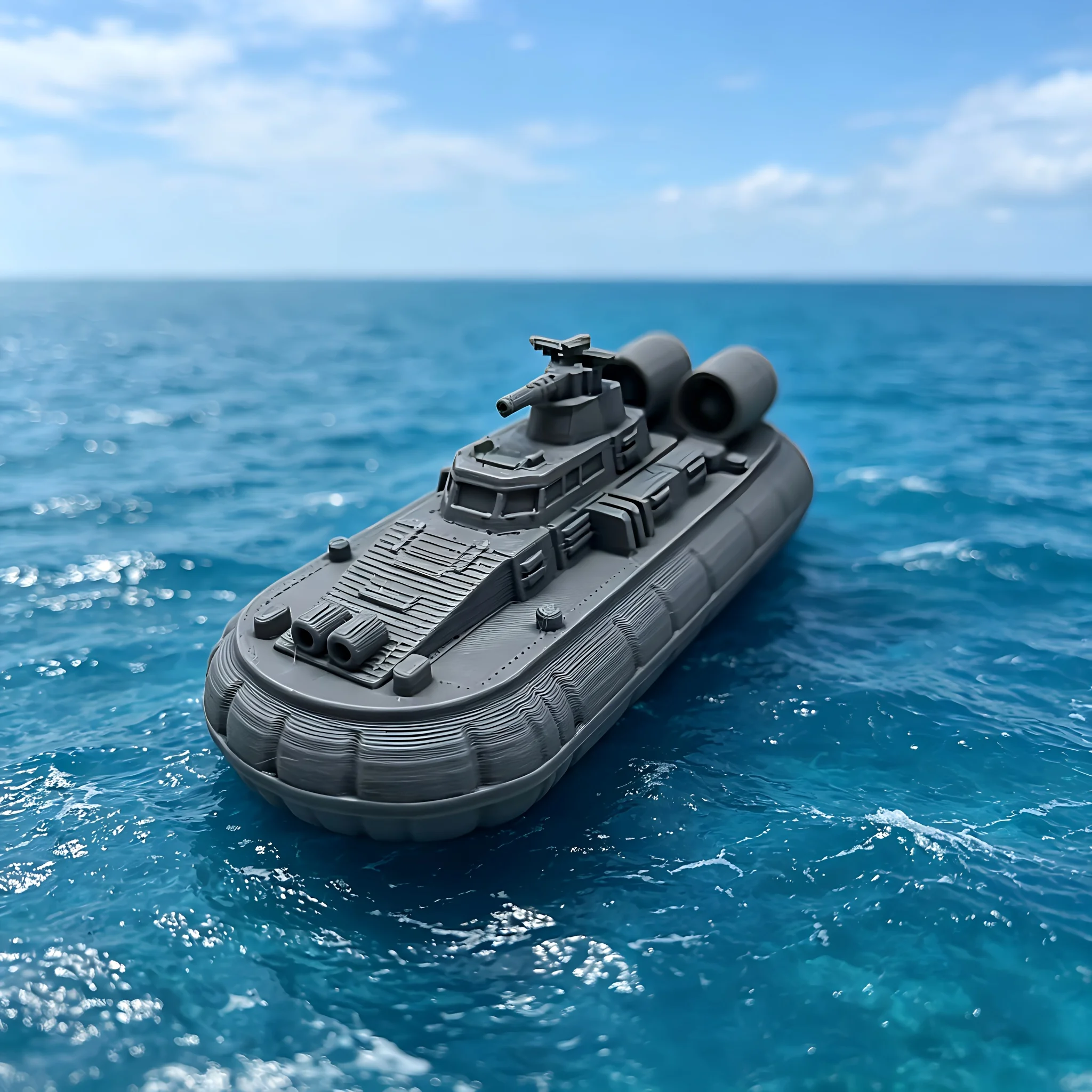 Military Hovercraft Miniature Model - Detailed Amphibious Assault Craft, Wargaming Terrain Vehicle for Tabletop & Diorama