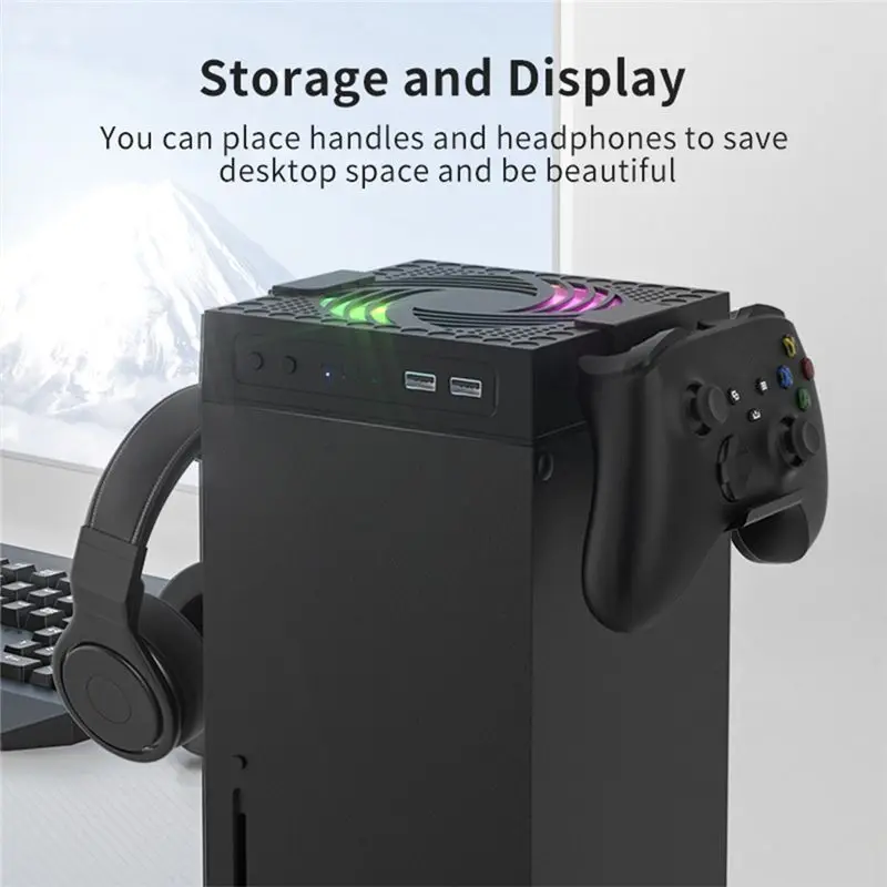 

T81C! Цветной охлаждающий вентилятор RGB для игровой консоли Xbox Series X, регулируемая скорость вращения, вентилятор для рассеивания тепла с USB-портом