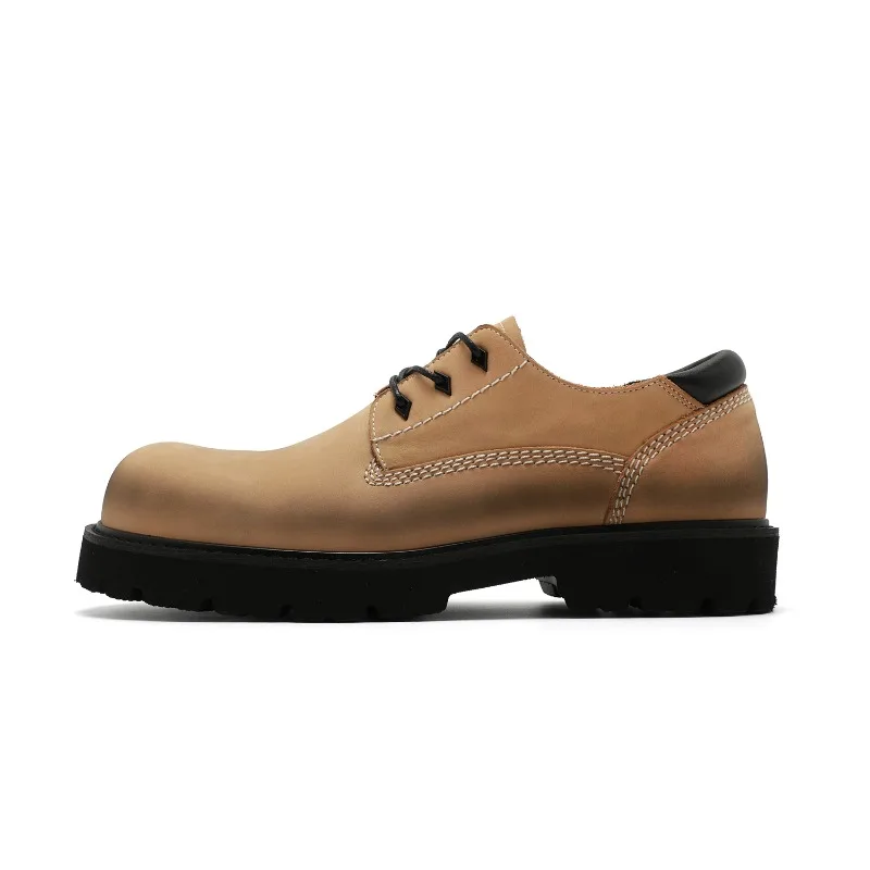 

New Handmade Genuine Leather Casual Office Lace Up Leather Shoes Male Derby Dress Thick Sole Height Increasing Shoes Youth