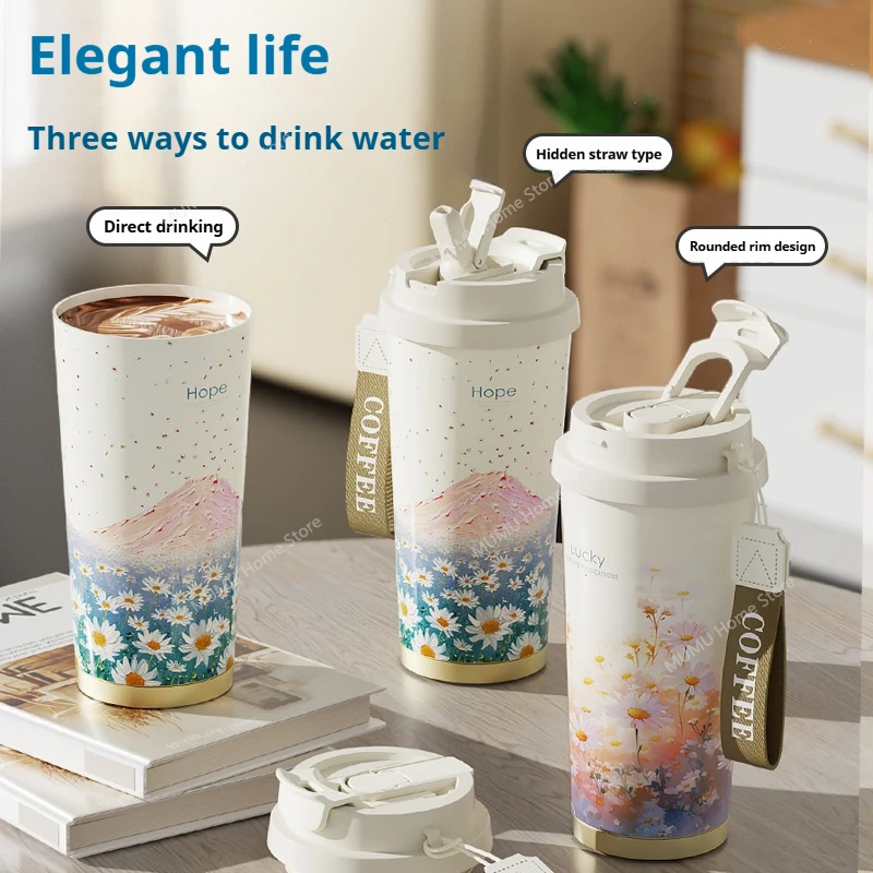 

520ML Coffee Cup Stainless Steel Vacuum Insulated Tumbler With Ceramic Liner Coffee Mug Car Vacuum Flasks Thermal Water Bottle