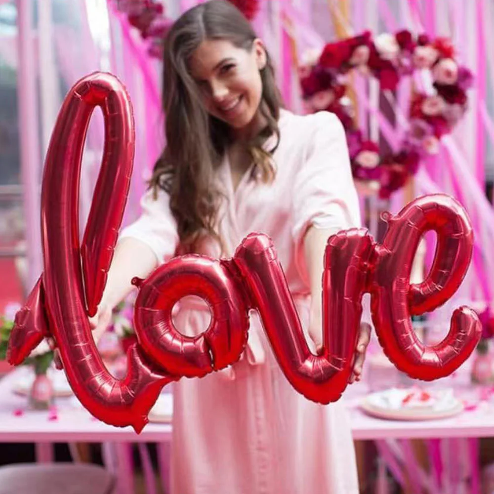 

102cm Link LOVE Letter Foil Balloon Wedding Valentine's Day Anniversary Birthday Party Decoration Photo Props Air Globos Supply