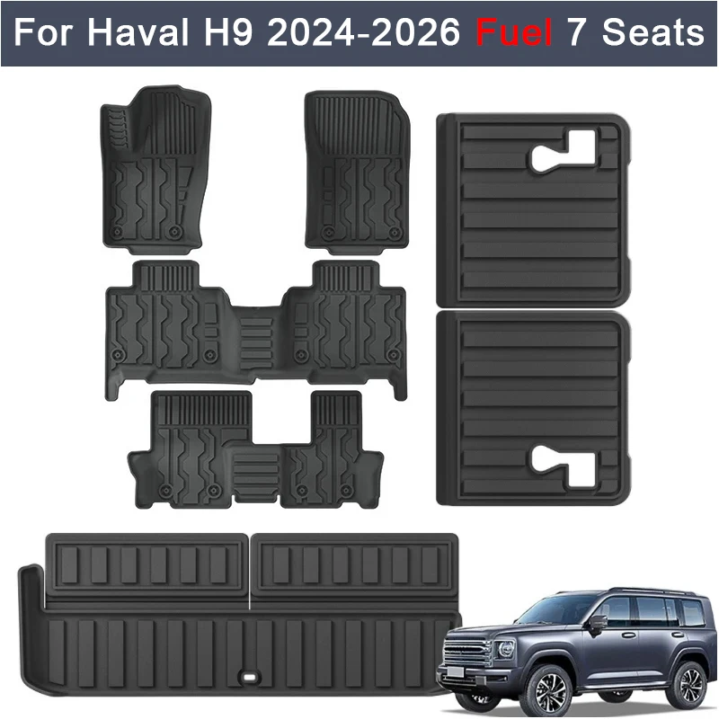 

for Haval H9 2024-2026 Fuel 7 Seats Car Floor Mats Waterproof Foot Pad TPE Car Carpet Floor Liners Trunk Mats Seat Back Cushions