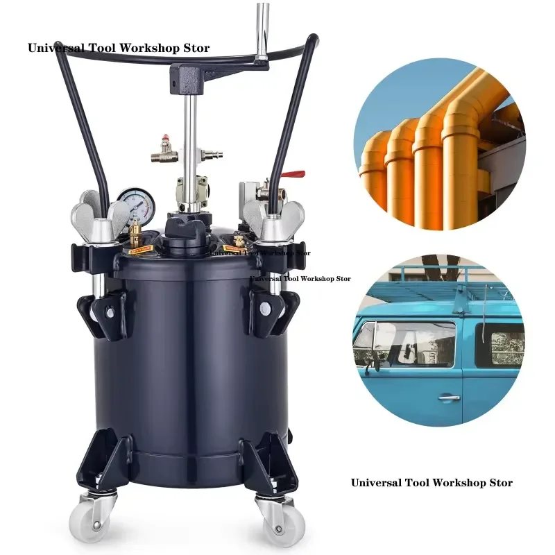 Pressure Pot 2.5 Gallon 10 Liters Spray Paint Pressure Pot Tank with Manual Mixing Agitator for Spray Painting Equipment