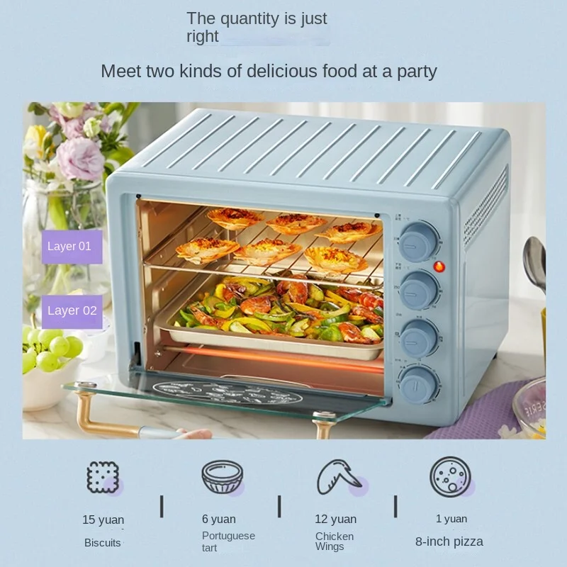 Electric Oven Multifunctional Household Mini Independent Temperature Control 20L Baking Cake Oven Pizza Oven Electric Kitchen