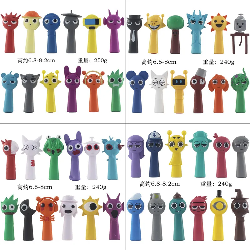 Komik Sprunki Figuras Modeli 7 cm PVC Sprunki Oyunu Aksiyon ve Oyuncak Figürler Seti 12 adet