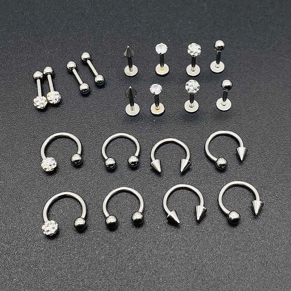 Tainless Steel Horseshoe Eyebrow Lip Rings Nail  Shiny Ball Tiny Nose Septum Eyebrow Lip Helix Tragus Cartilage Piercing Ring