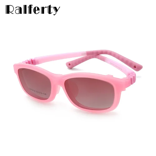 Imagen 2 del producto Ralferty 2 en 1 gafas de sol para niños Clips polarizados en gafas niño 0 dioptrías prescripción óptica miopía montura de gafas cadena