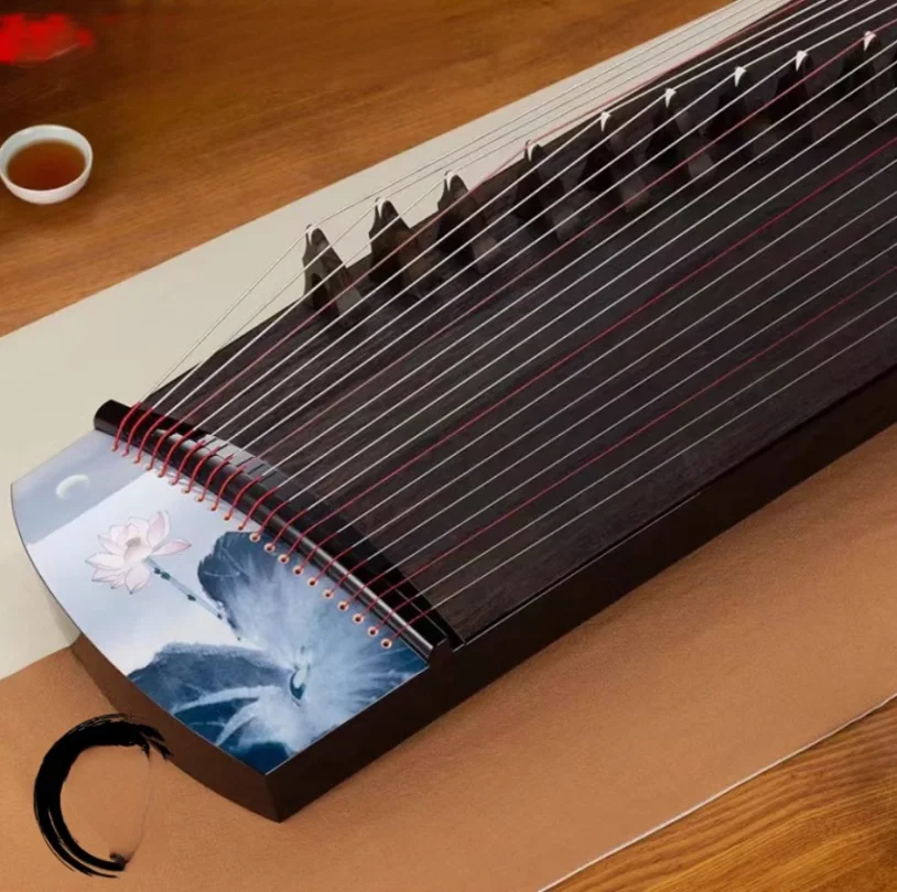 Guzheng 125cm Instrumentos de cordas chineses com padrão de lótus