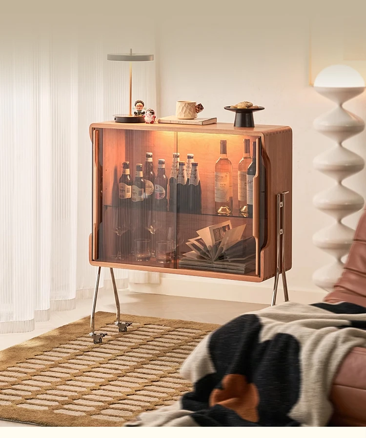 خزانة مشروبات قابلة للإزالة من الخشب الصلب وخزانة من القرون الوسطى وخزانة جانبية لتناول الطعام وخزانة غرفة المعيشة وخزانة تخزين من الفولاذ المقاوم للصدأ #5