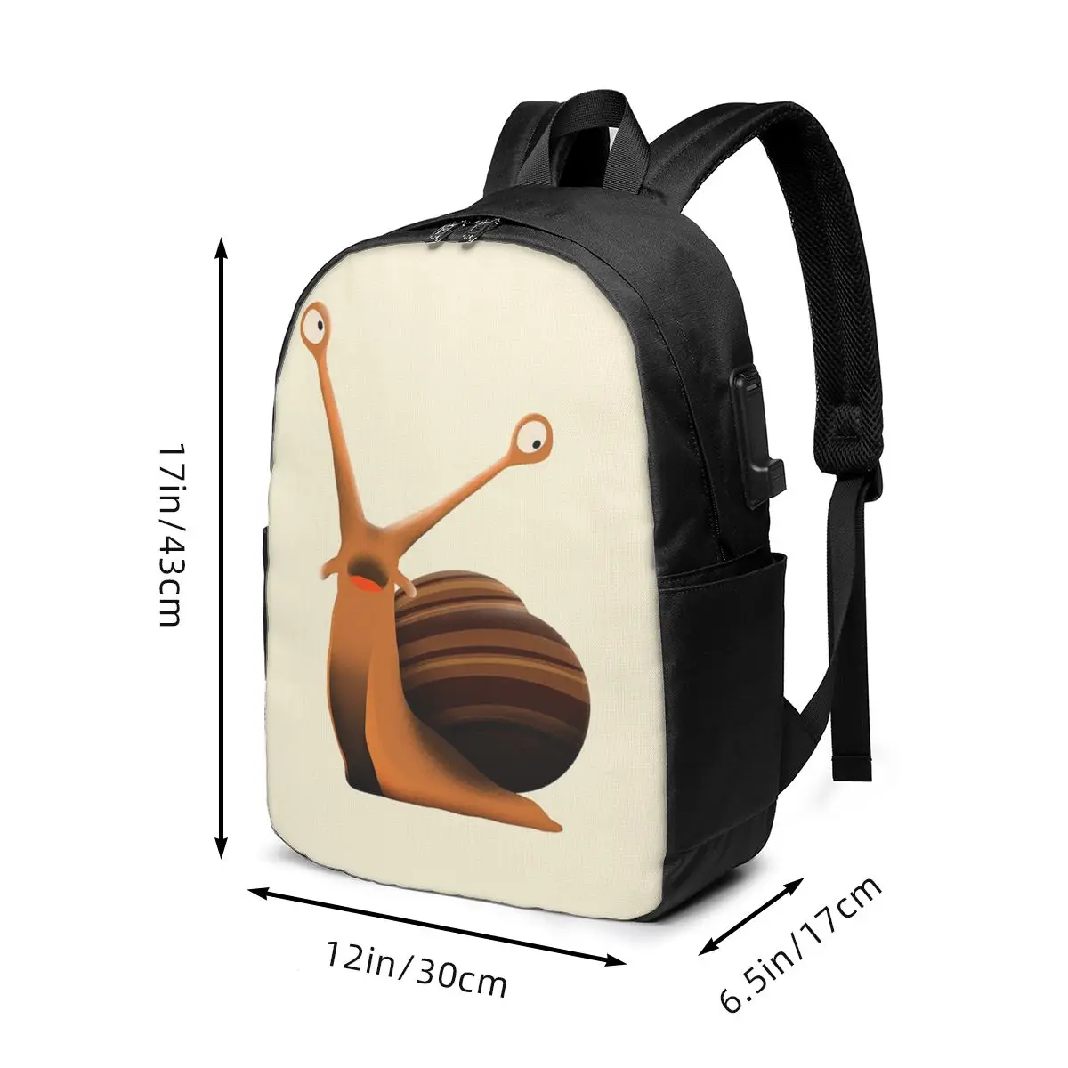Snail Cartoon Cute Themed Backpack Travel Notebook Bag Computer College Student School Bag Laptop Shoulder Bags for Men Women