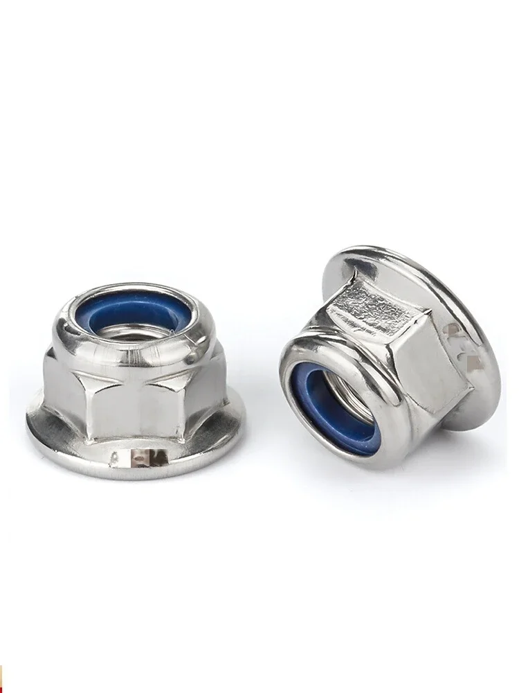 10-20pcs M3 M4 M5 M6 M8 Carbon Steel Nickel Plated White Zinc Screw Cap Flange Nylon Lock Nut Galvanized With Washer Lock Nut