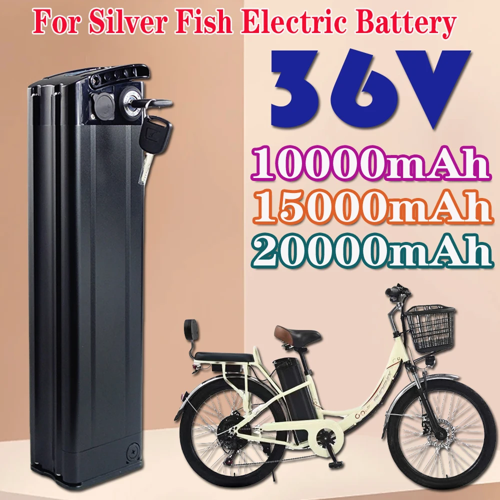 36V 10AH 15AH 20AH Lithium Silver Fish Batterie Akku for 350W 500W 750W 1000W Li-ion Battery Pack