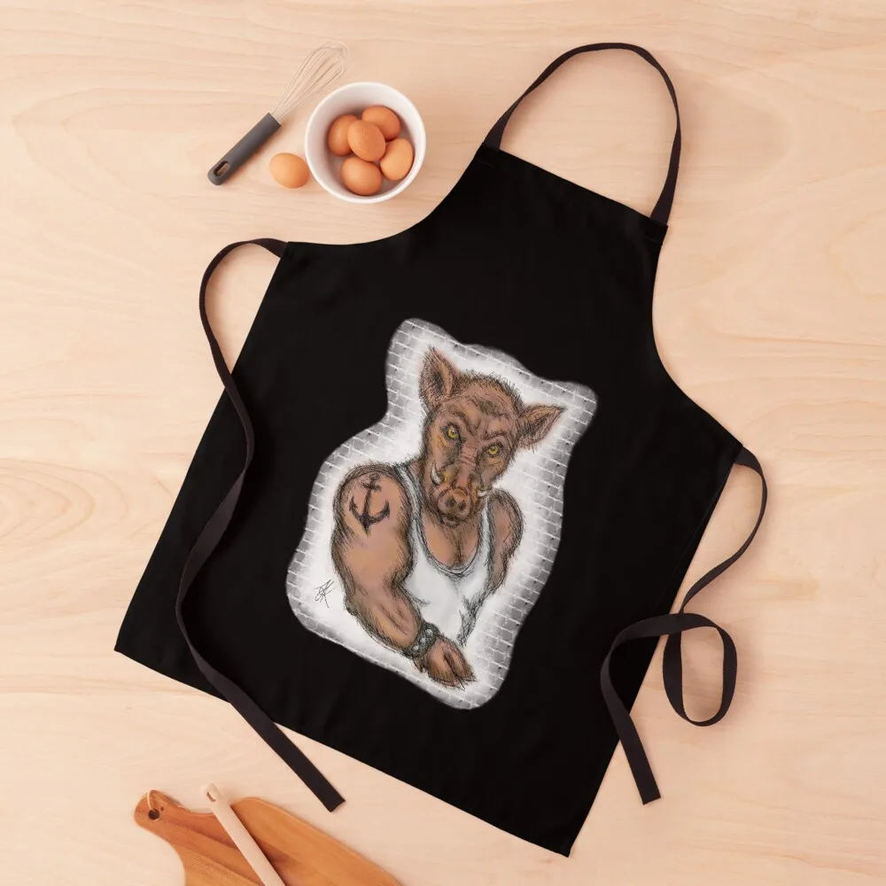 

Cool wild boar with HG Apron chef costume Things For Kitchen Apron