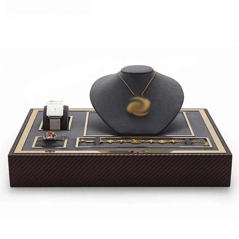 Jewelry Display Tray Acrylic Cover Dustproof Window Counter Ornament Necklace Ring Watch Set Tray