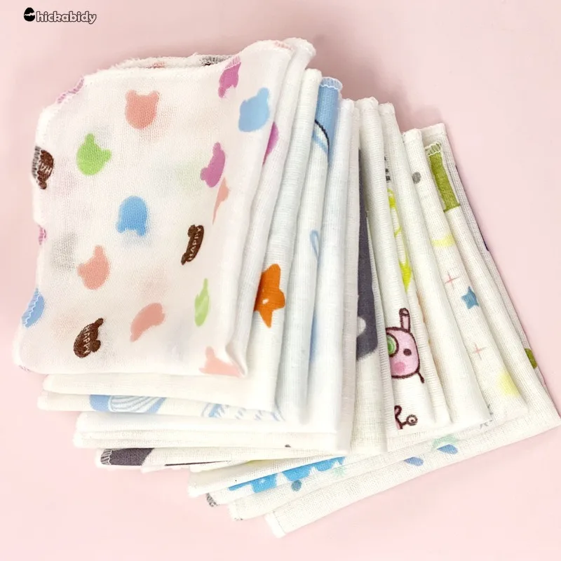 1pcs Baby 2-layer Pure Cotton Printed Long Square Towels Combed Cotton Long Gauze Towel Newborn Feeding Towel Baby Washing Towel