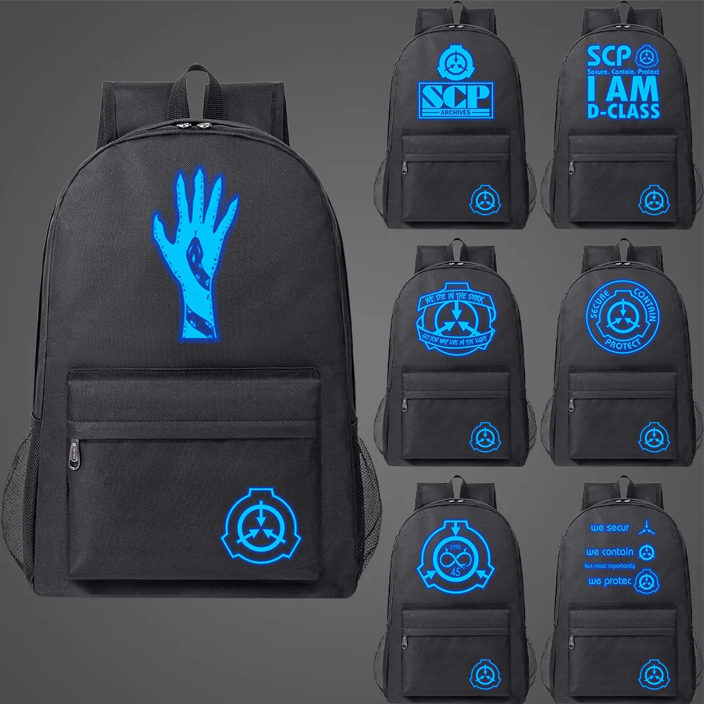 

SCP Foundation Backpack Fluorescent Luminous SCP Children school bag satchel Fashion Men Woman Laptop Shoulder Bag