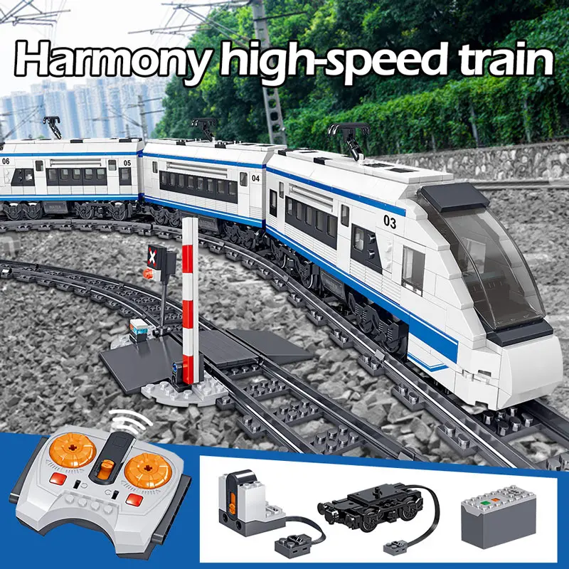 941Pcs City Electric Harmony Rail modello di telecomando Building Blocks Train Track RC Car Brick Toy per i regali del ragazzo