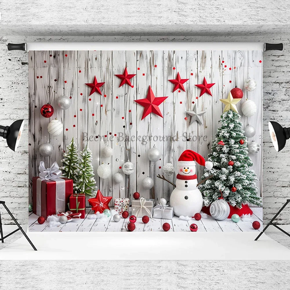 

Beenle Photography Background White Christmas Balloon Pine Tree Xmas Party Kids Family Portrait Decor Backdrop for Photo Studio