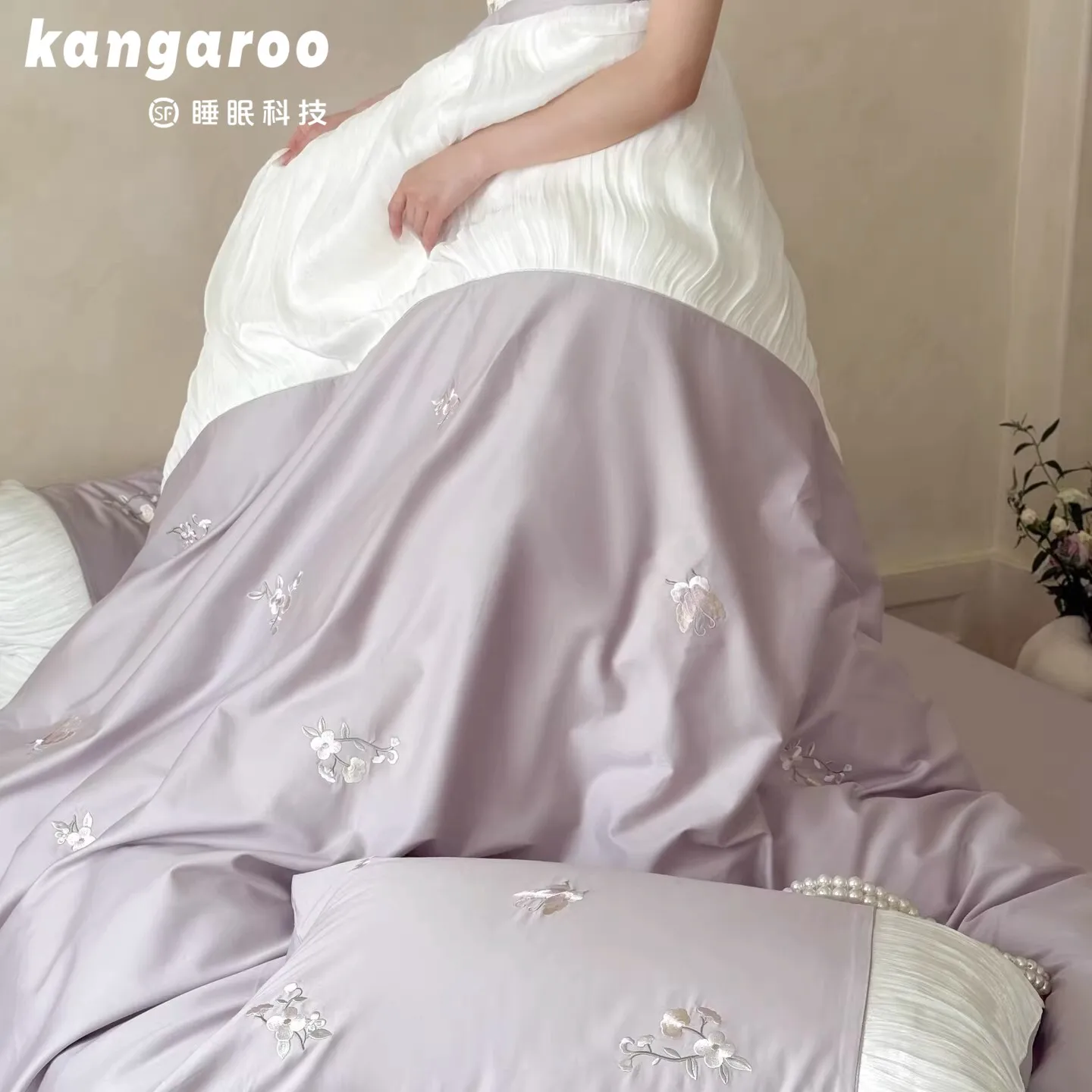 Yjq high-end light luxury 160 long-staple cotton embroidery and wrinkled edge sheets four-piece set