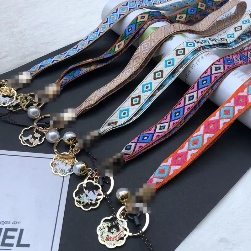 New multi-function neck lanyard hand-woven pendant pendant key ID card gym mobile phone with USB badge clip lanyard