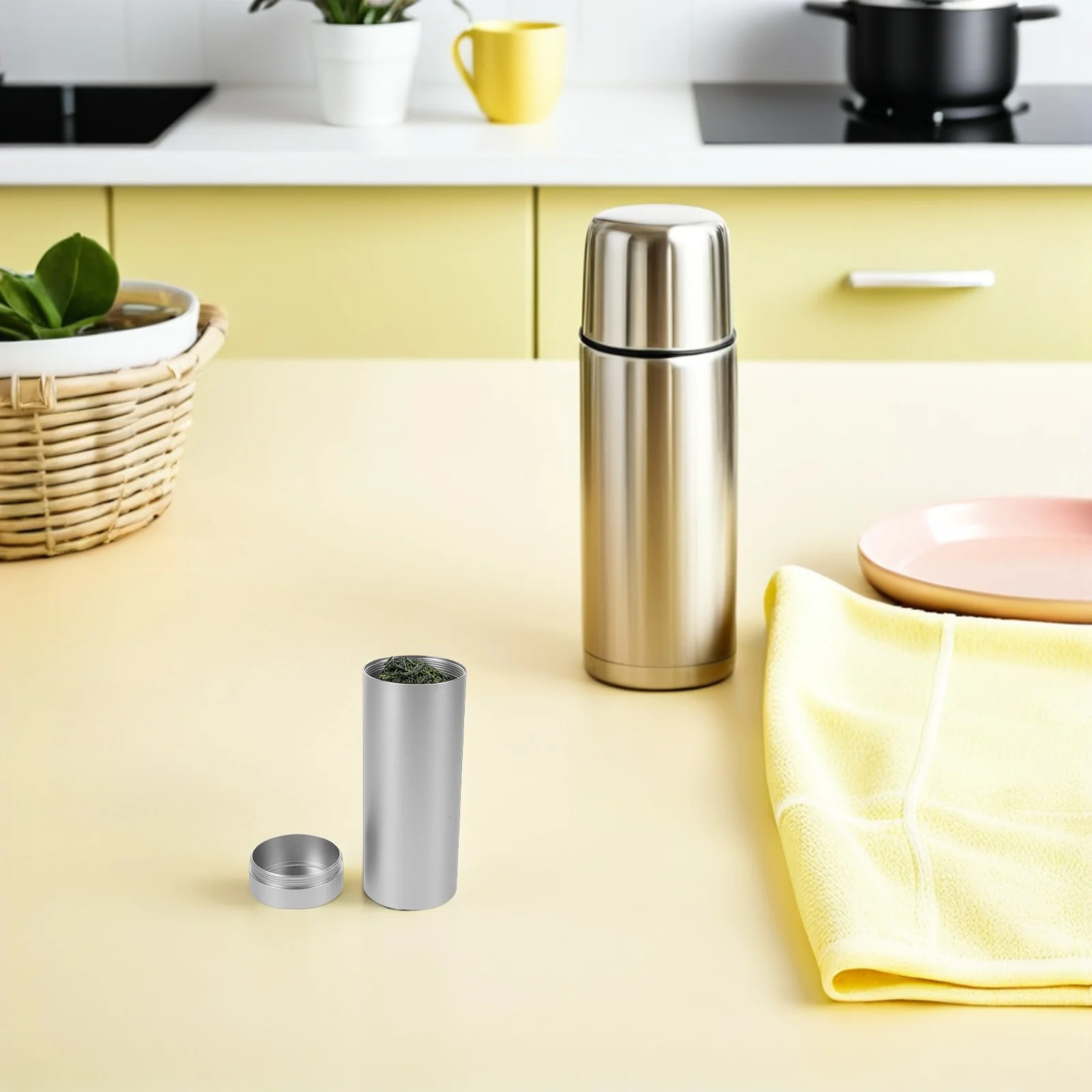 

Aluminum Alloy Airtight Tea Canister Round Metal Storage Container for Loose Tea Matcha Coffee Bean Candy Spice Kitchen Storage