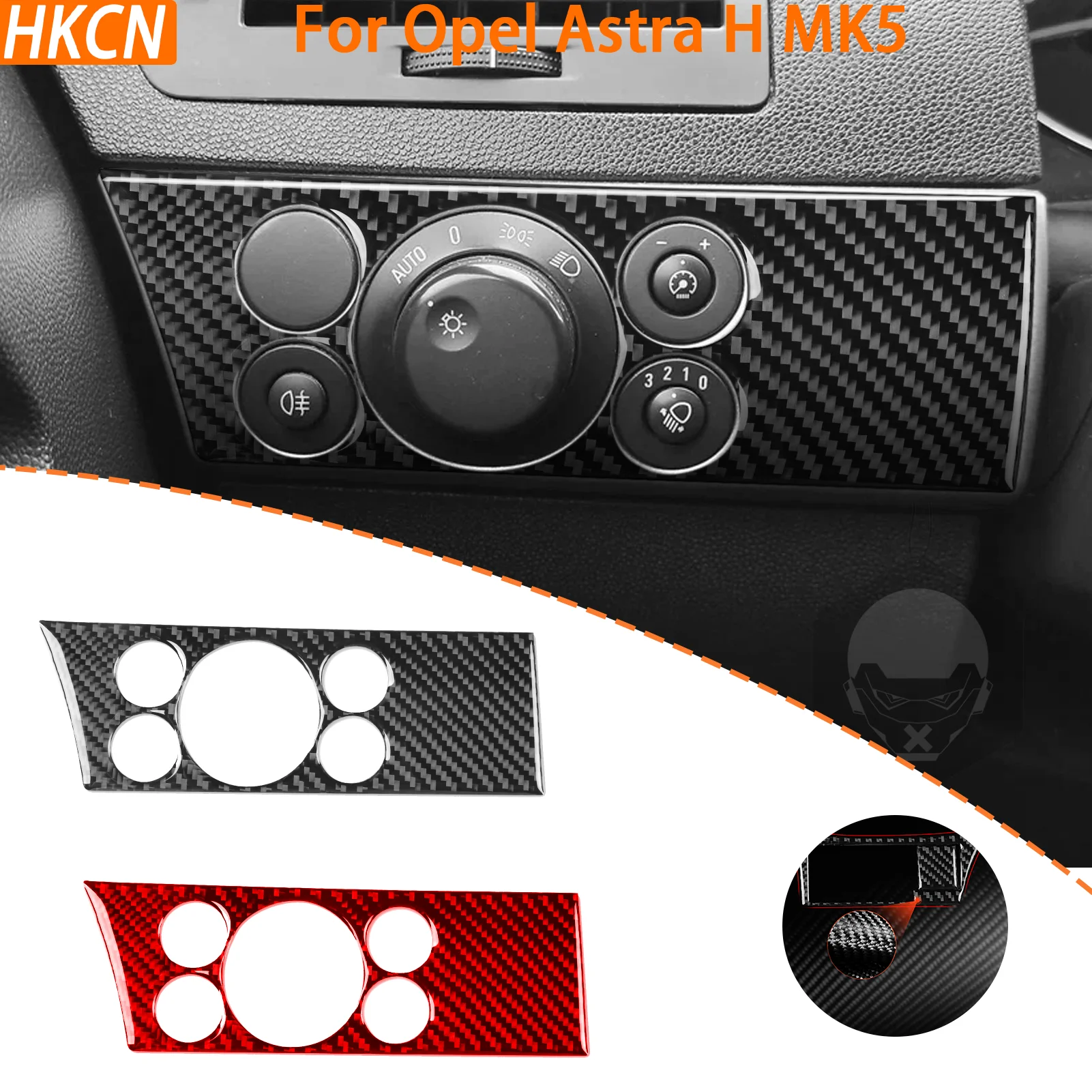 

For Opel Astra H MK5 2004-2010 Carbon Fiber Center Console Headlight Switch Knob Panel Frame Car Interior Accessories Stickers