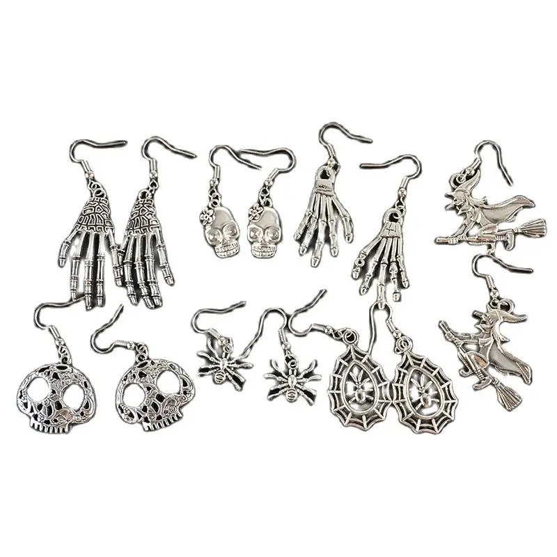 Boucles d'oreilles Punk Cool avec tête de mort pour femmes et filles, accessoires de mode, cadeau de fête, Costume, chauve-souris citrouille