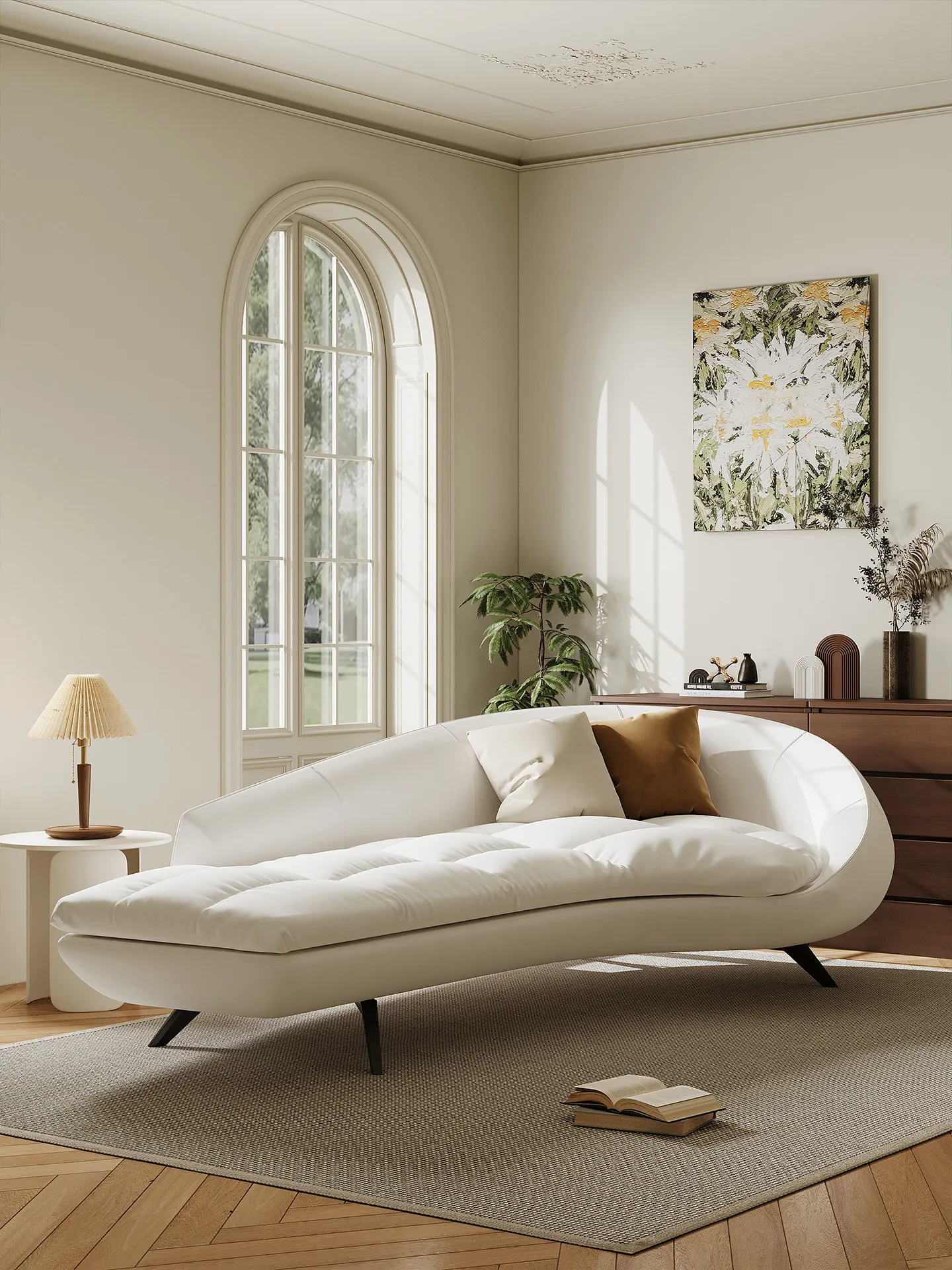 Nordic modern simple small sofa chaise longue guest bedroom lazy double lazy wind small apartment curved sofa