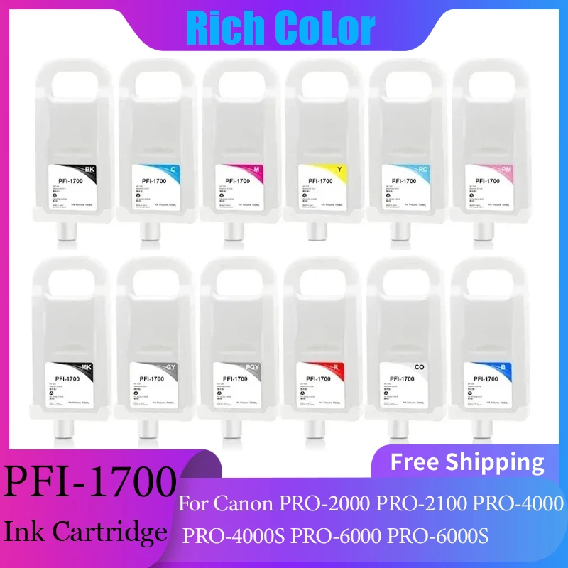 PFI-1700 PFI1700 Refillable Ink Cartridge With Chip Compatible For Canon PRO-2000 PRO-2100 PRO-4000 PRO-4000S PRO-6000 PRO-6000S