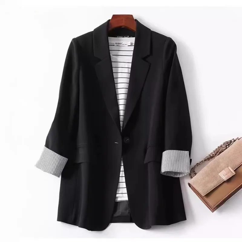 女性のターンダウンカラー長袖ブレザーウエストワンボタンヴィンテージジャケットコートオフィスレディ女性春秋スーツ通勤