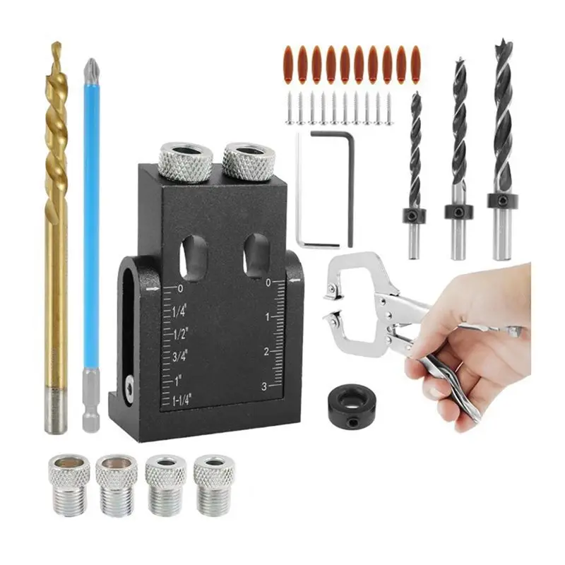 

ABWZ-Black 15-Degree Angle Woodworking Punching Locator Wood Connection Installation Tool Woodworking Oblique Fixed Kit