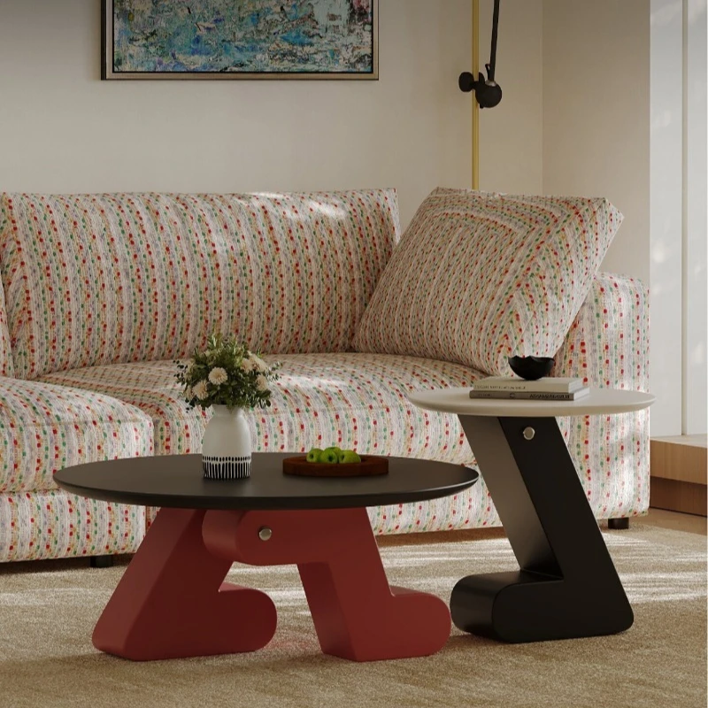 Italian minimalist coffee table combination living room household round dopamine art cute creative designer new light luxury