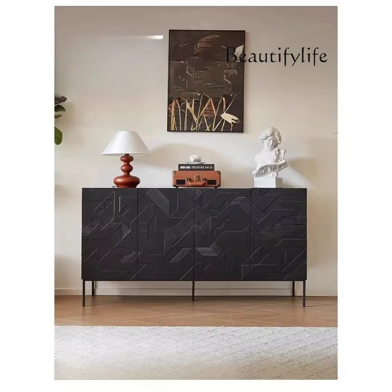 

Y French Red Oak Solid Wood Dining Side Cabinet, Bedroom Storage Locker, Medieval Living Room Wall Entrance Decorative Cabinet