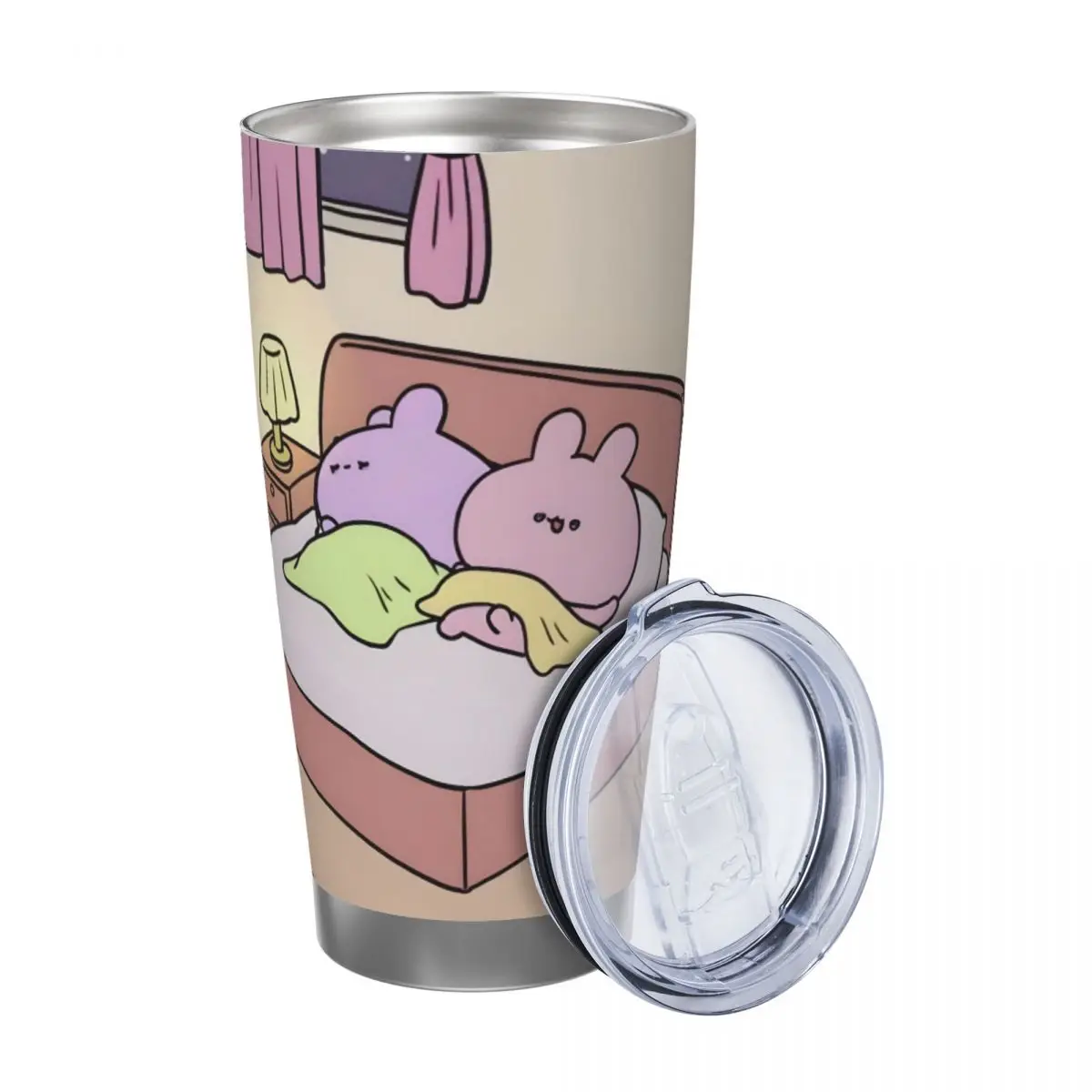 Asamimichaan Cute Asamimi 20oz Stainless Steel Car Mug Straw Thermal Iced Travel Cup Vacuum Insulated Coffee Hot Cup