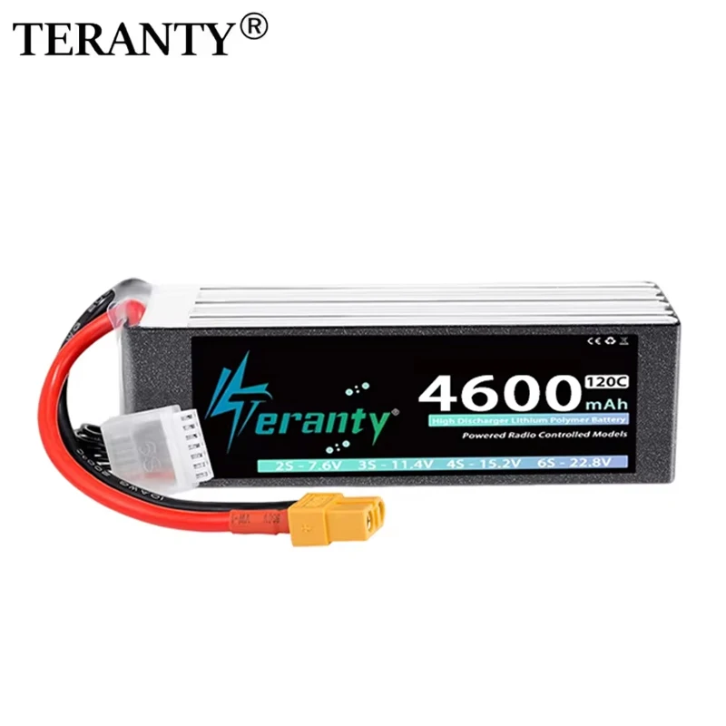 

TERANTY 6S 22.2V 22.8V 4600mAh 70C 120C Lipo Battery With XT60 XT90 Plug for RC Car Trucks Boat FPV Drone Helicopter Airplane