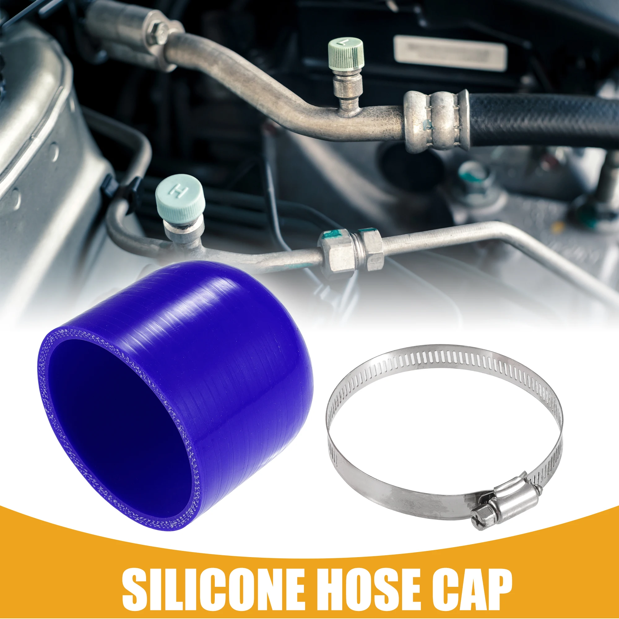 UXCELL 42mm-75mm ID Silicone Hose Cap Intake Vacuum Hose End Plug Coolant Heater Bypass Vacuum Water Port 60mm Length Blue