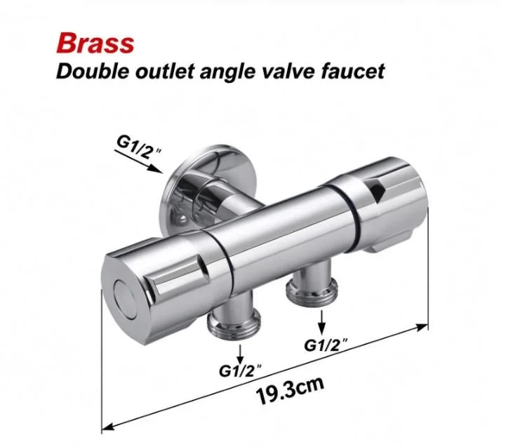 Toilet Dual Outlet Angle Valve Set with Bidet Spray Wand and Wall Mount Shower Faucet Solid Brass 19cm G1/2 Thread