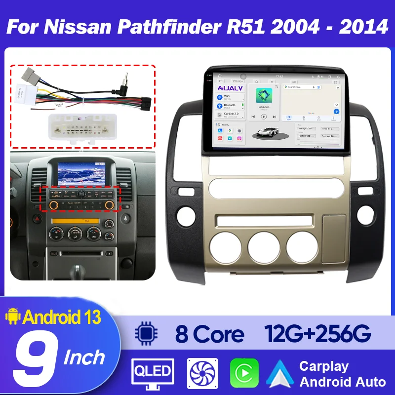 Android 13 For Nissan Pathfinder R51 2004 - 2014 Carplay Auto Car Radio Multimedia Video Player WIFI+4G Stereo DSP Navigation