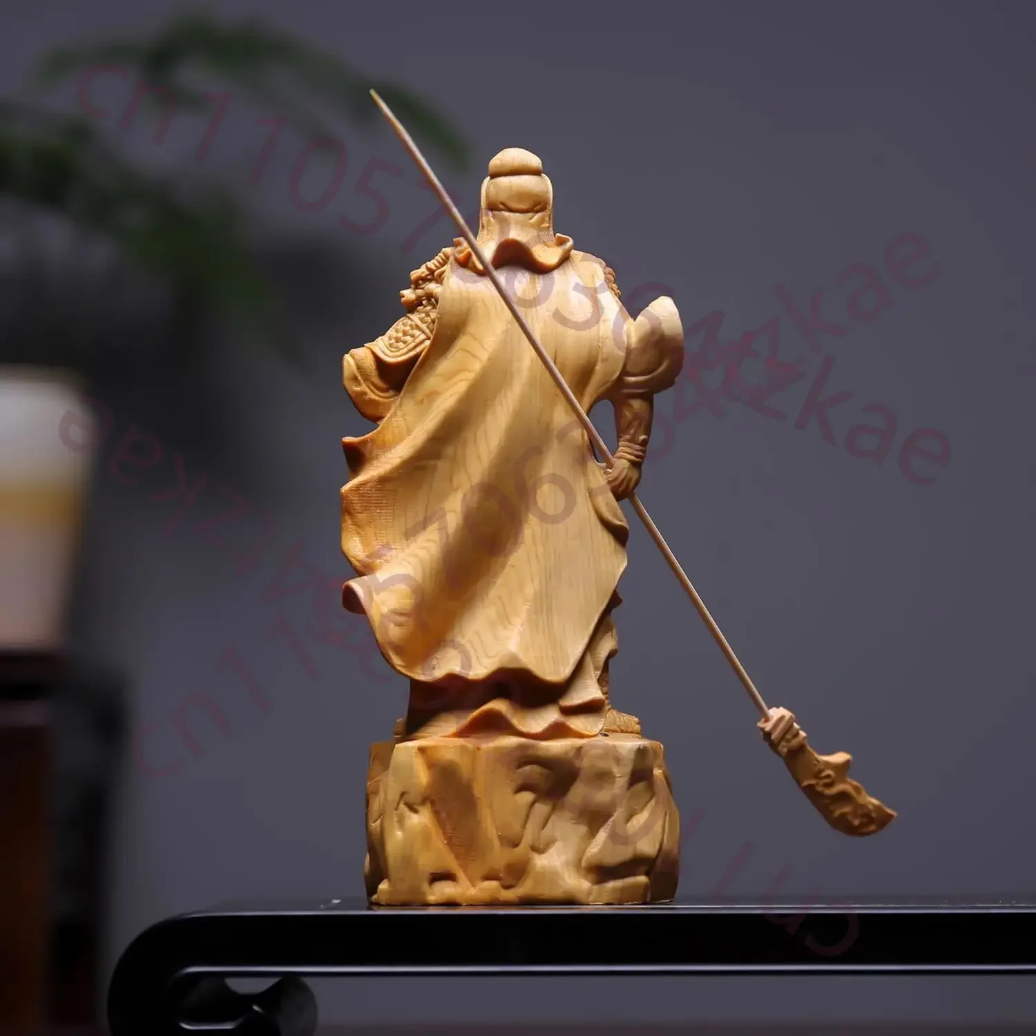 Feng Shui Wooden Guan Gong Statue Hand Carved God War Wealth Protector Figurine Ornament Lucky Home Office Desktop Decor Gift
