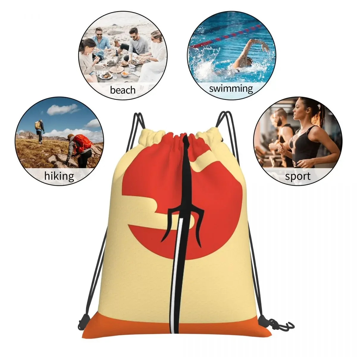 Samurai Champloo Minimal Backpacks Portable Drawstring Bags Drawstring Bundle Pocket Sundries Bag BookBag For Travel Students