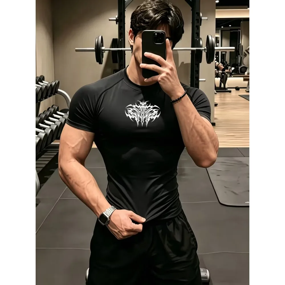

New Men's Fitted Gym T-Shirt, Breathable, Sweat-Wicking, and Quick-Drying, Suitable for Gyms, Basketball, Running, and Cycling