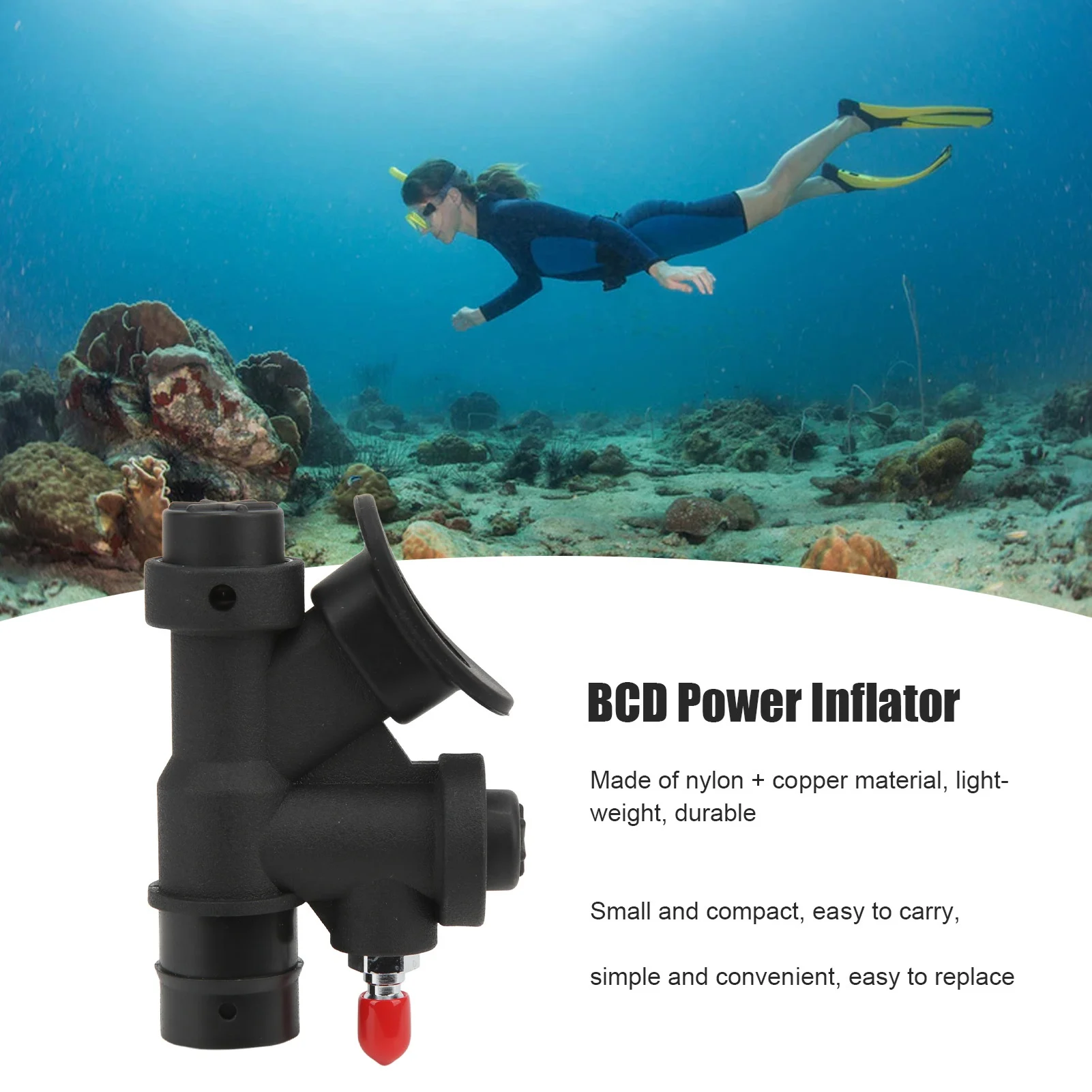Picture 7: Scuba Diving Universal 45 Degree Oral Power Inflator K Shaped Valve Relief Valve for Standard 1 Inch Hose