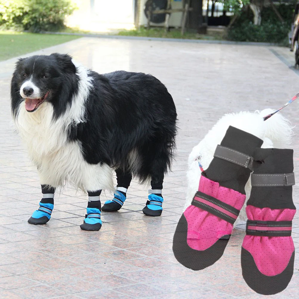 

1 set 1 Set Pet Dog Shoes Warm Anti-Slip Boots Outdoor Walking Shoes For Dogs Cute Boots Snow Sand Protection Rosy Size M