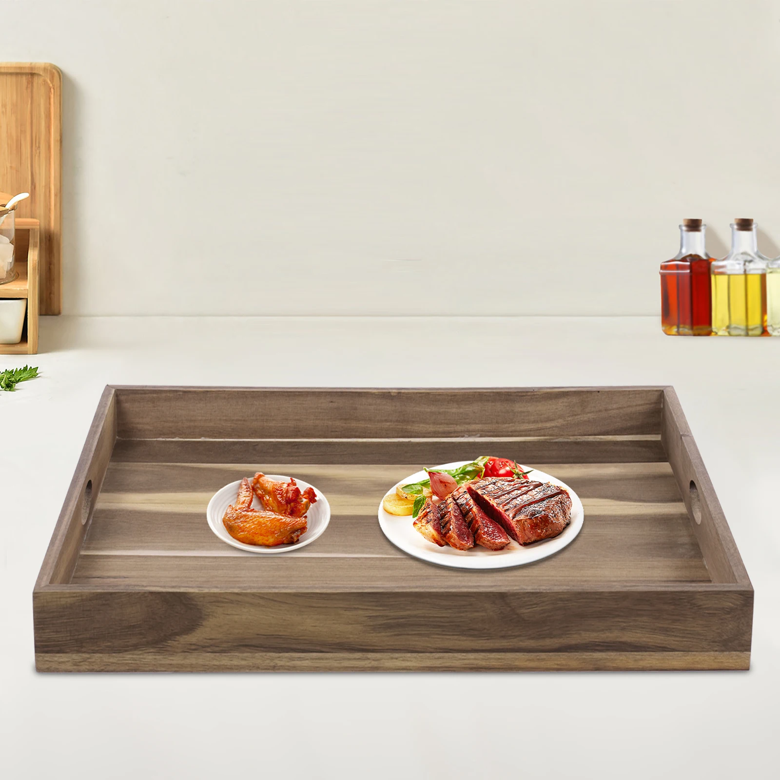 Cubierta para estufa de madera de acacia y protector de mesa de cocina, bandeja de cocina multifuncional grande de 28,7x20,6 pulgadas, estante moderno para encimera de madera