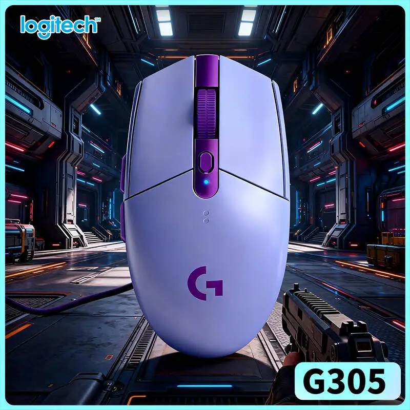 G305 Logitech G305 LIGHTSPEED Gaming Mouse HERO Sensor 6 Config Buttons Budget Friendly Esports Gear PC Mac