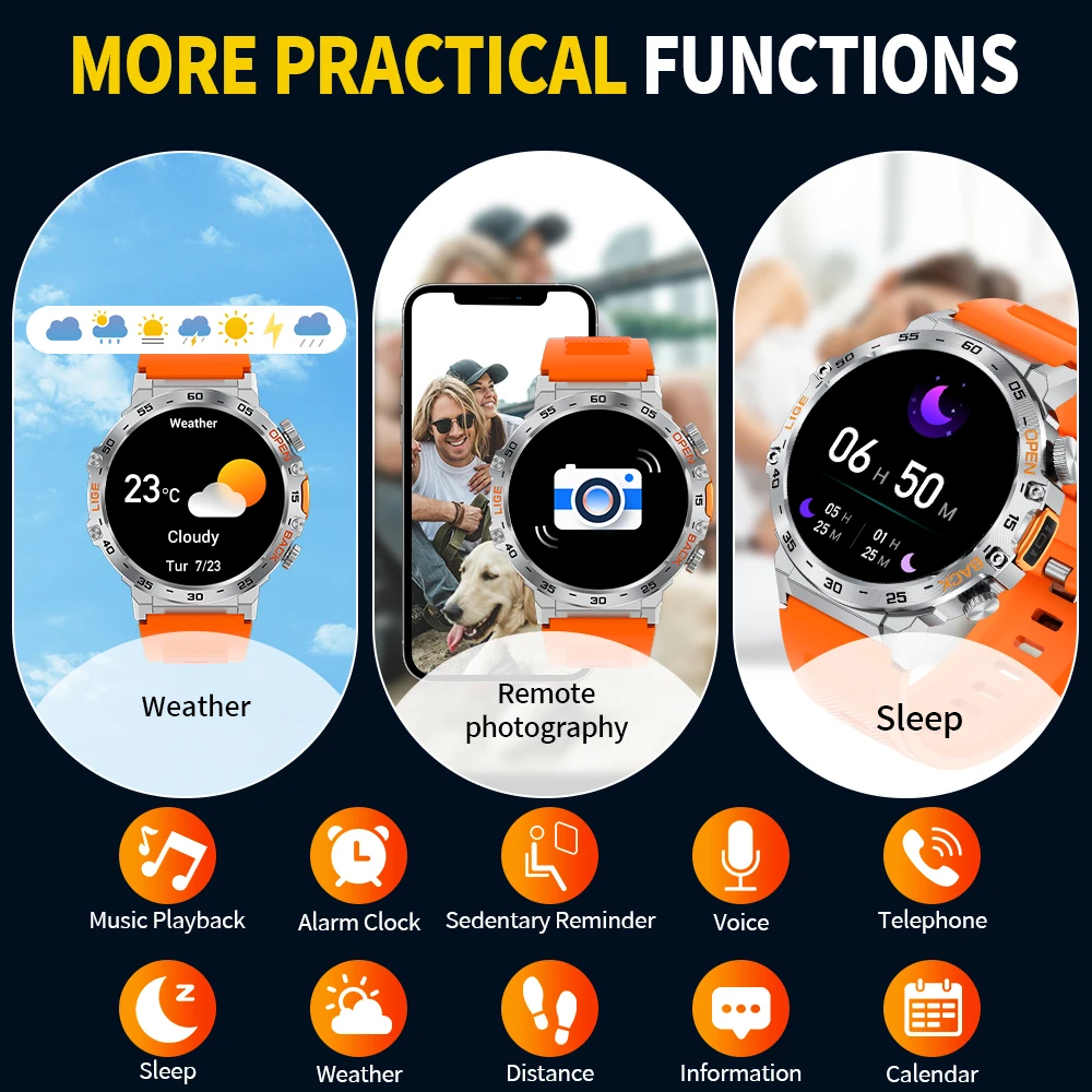 Reloj inteligente LIGE Original, pantalla HD de 1,53 pulgadas, resistente al agua, relojes deportivos para Fitness, linterna, nuevo reloj inteligente para hombres para Android IOS